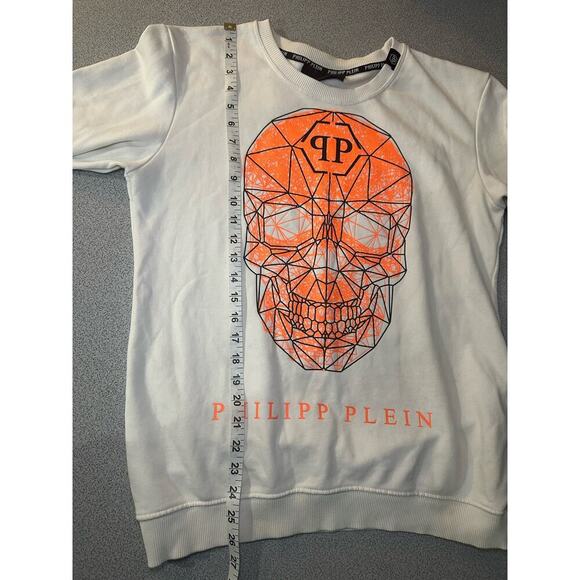 Philipp Plein‎ Sz XXL Skull Pullover Sweatshirt Cream Orange Designer Streetwear - Picture 4 of 14